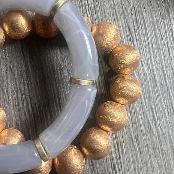 Gray and Gold Stretch Bracelets Set - Picture 6 of 7